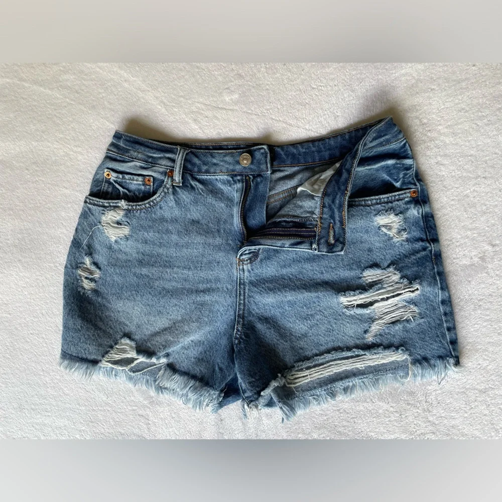 House of Harlow 1960 Distressed Denim Cutoff Shorts 28 High Rise Festival